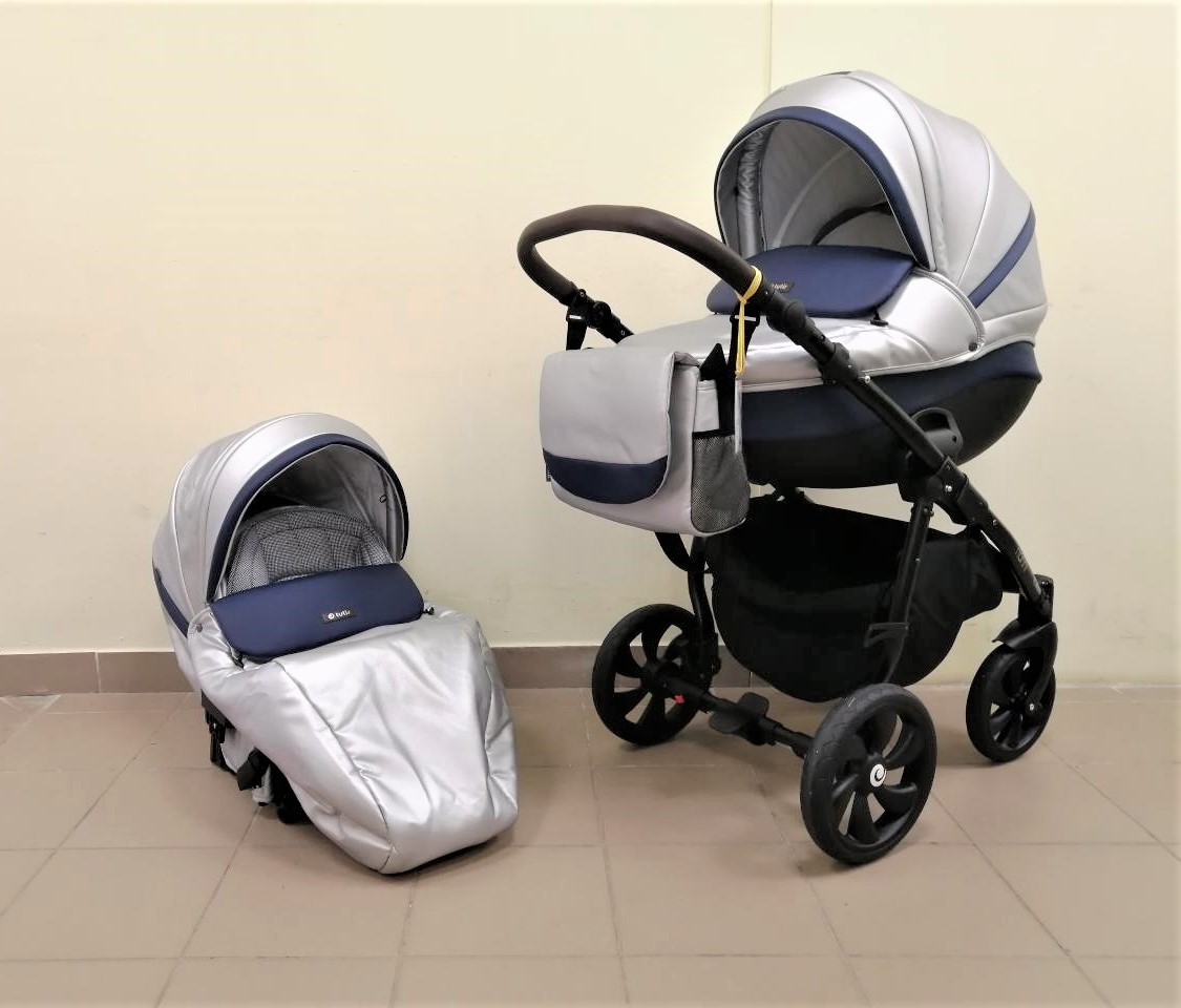Коляска 2 в 1 Tutis Nanni. Экокожа. Silver+dark blue. /Новая/.